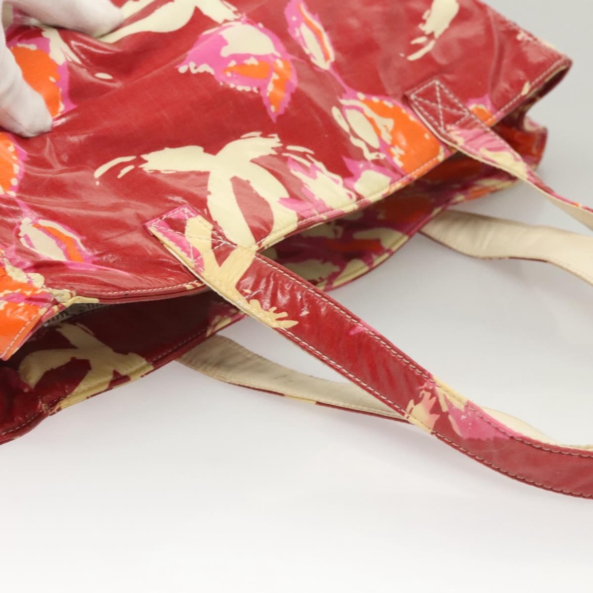Chanel Vintage Floral Tote Patent Leather Red Patent_Leather Tote Bag Bag (Pre-Owned)