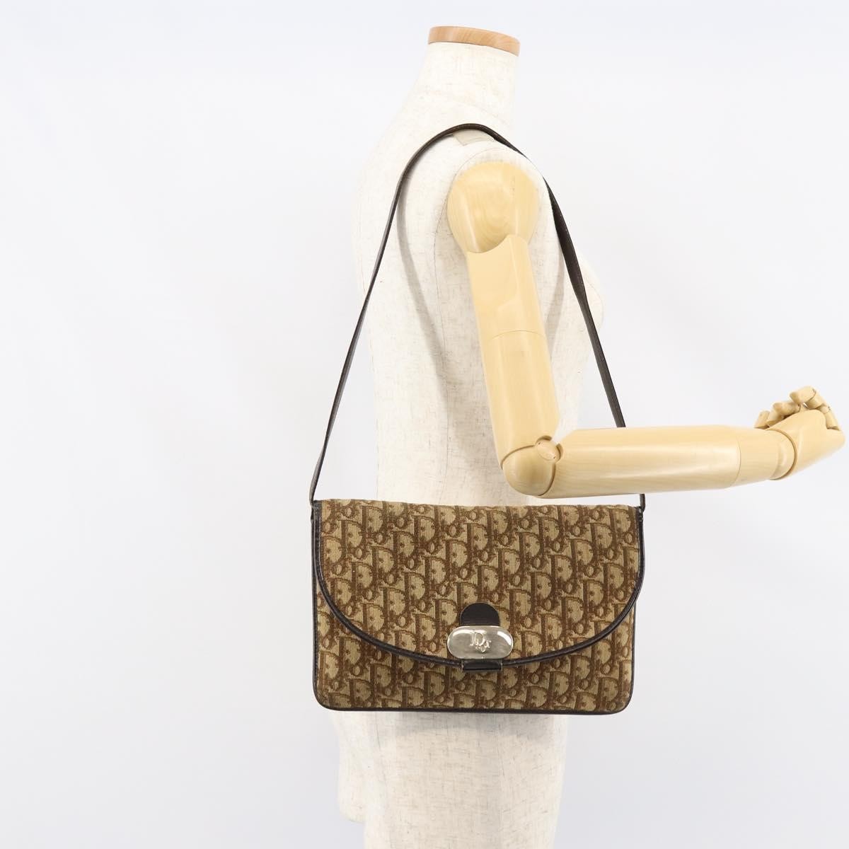 Christian Dior Vintage Trotter Canvas Beige Canvas Shoulder Bag Bag (Pre-Owned)