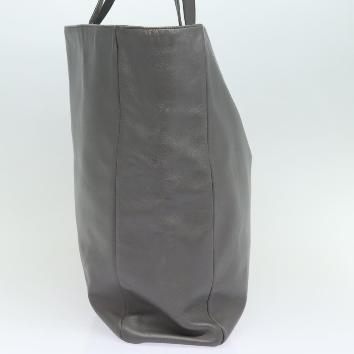 Saint Laurent Reversible North South Shopper Leather Gray Leather Tote Bag Bag (Pre-Owned)