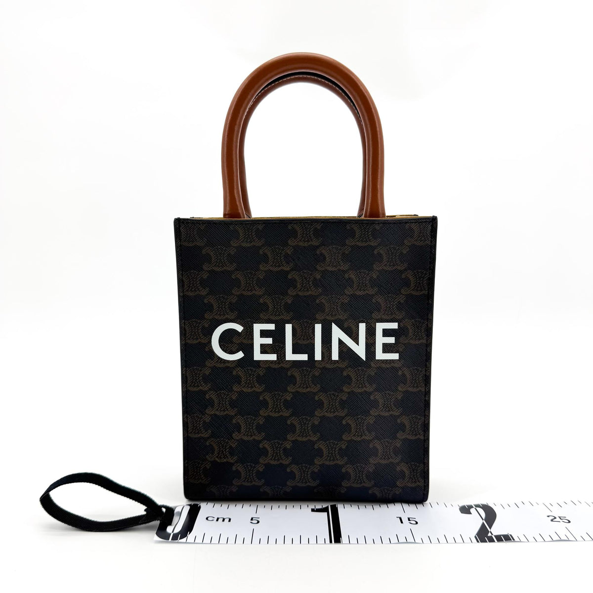 Celine Vertical Cabas Triomphe Coated Canvas Brown Canvas Tote Bag Bag (Pre-Owned)