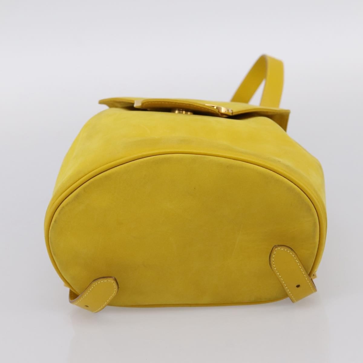 Salvatore Ferragamo Gancini Suede Yellow Suede Backpack Bag (Pre-Owned)