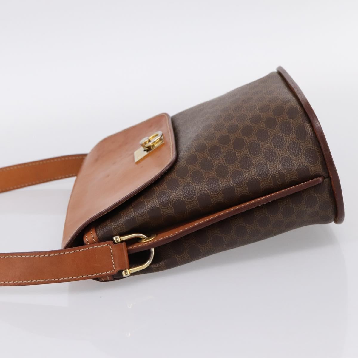 Celine Macadam Leather Brown Canvas Shoulder Bag Bag (Pre-Owned)