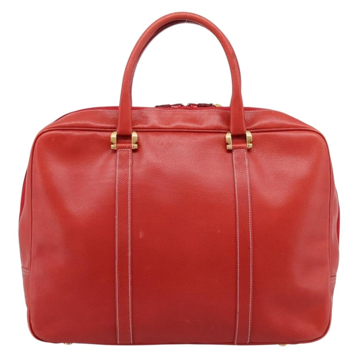 Loewe Anagram Business Leather Red Leather Briefcase Bag (Pre-Owned)