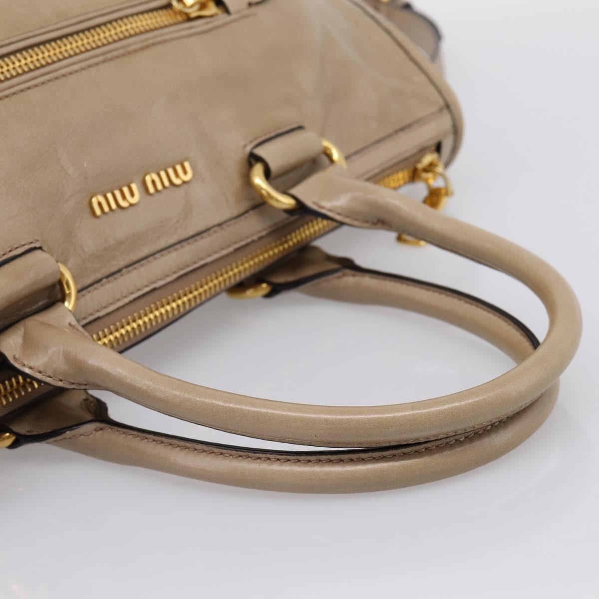 Miu Miu Convertible Bauletto Vitello Shine Beige Leather Handbag (Pre-Owned)