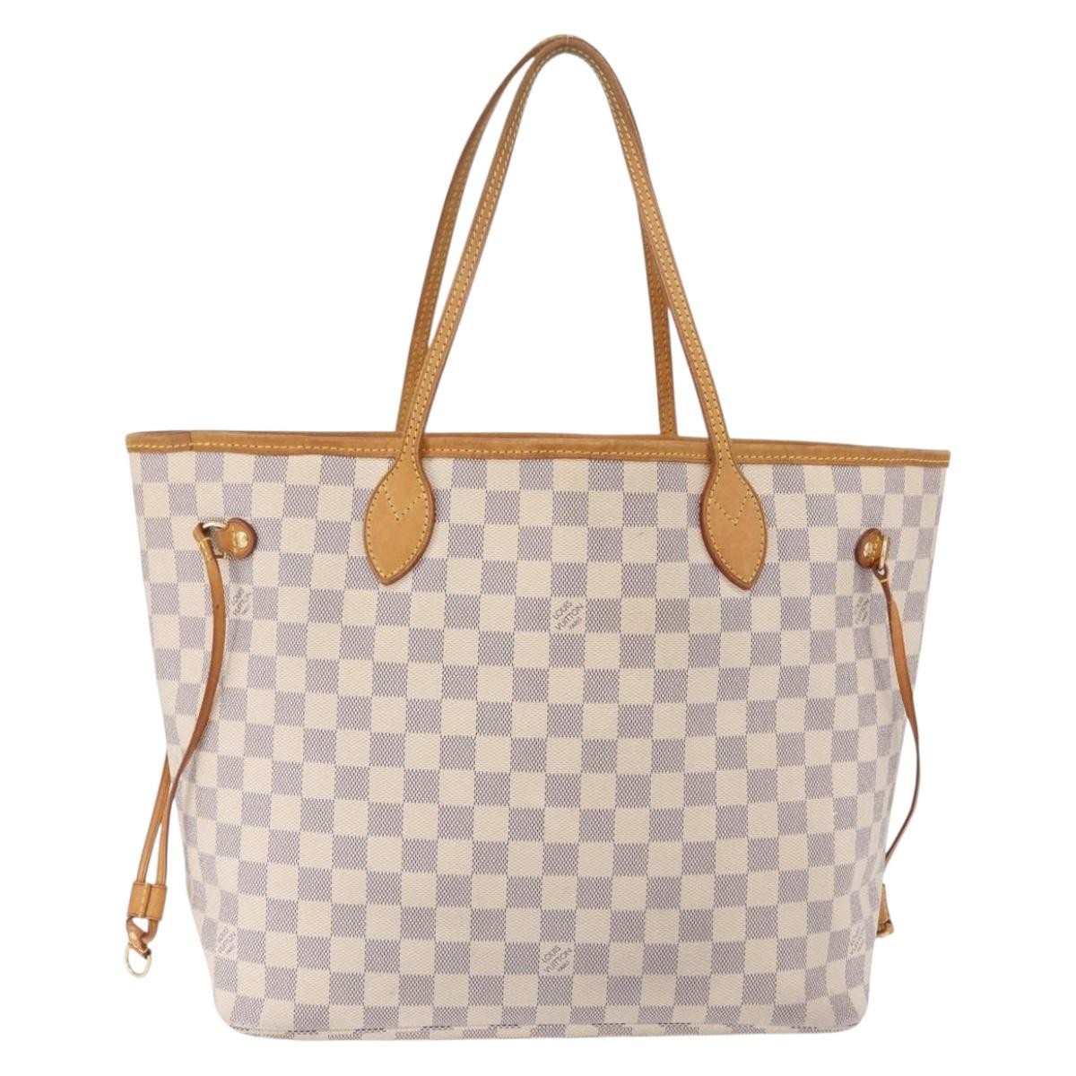 Louis Vuitton Neverfull Damier White Canvas Tote Bag Bag (Pre-Owned)