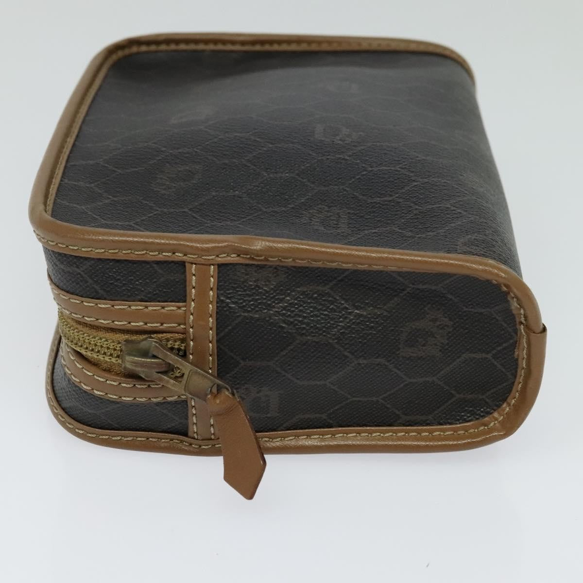 Christian Dior Vintage Honeycomb Zip Canvas And Leather Black Canvas Clutche & Pouche Bag (Pre-Owned)