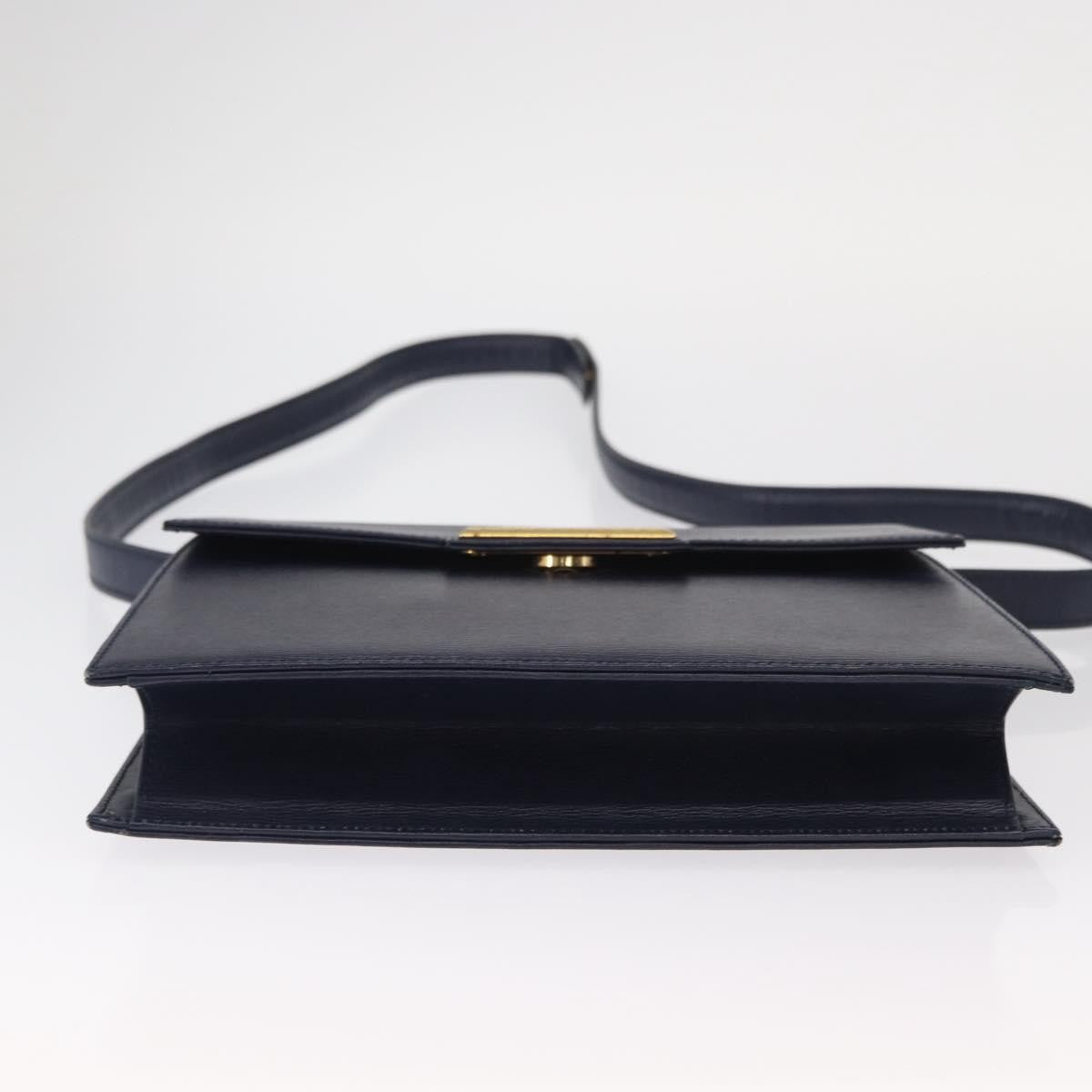 Christian Dior Vintage Cd Flap Leather Navy Leather Shoulder Bag Bag (Pre-Owned)