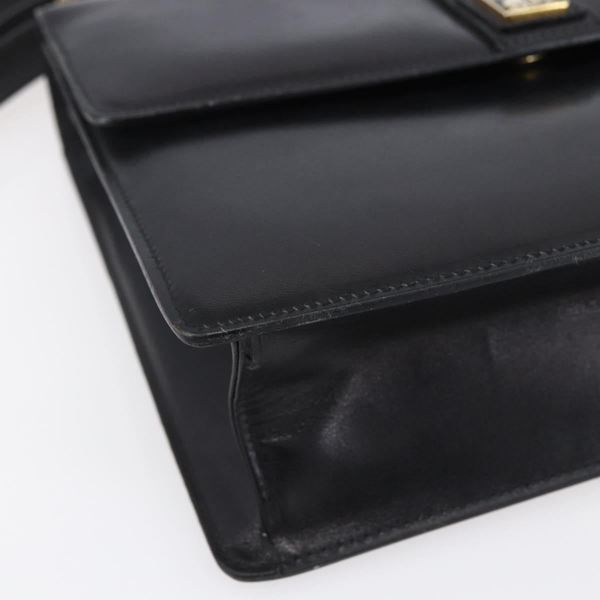 Burberry Nova Check Shoulder Bag Leather Black Leather Shoulder Bag Bag (Pre-Owned)
