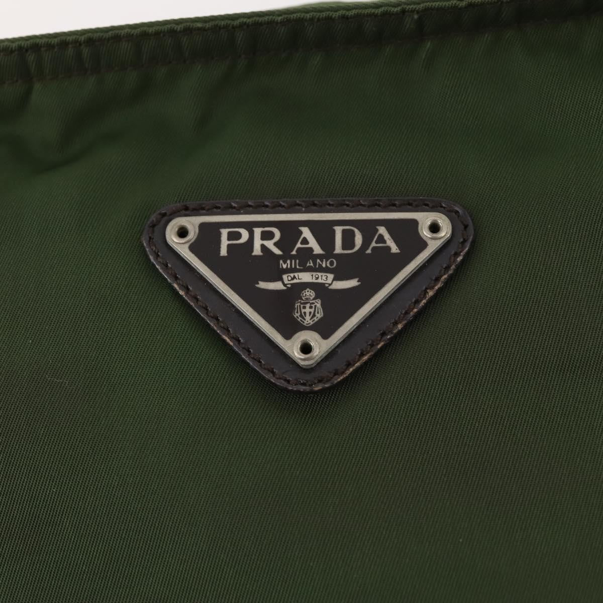 Prada Zip Top Messenger Tessuto Khaki Nylon Shoulder Bag Bag (Pre-Owned)