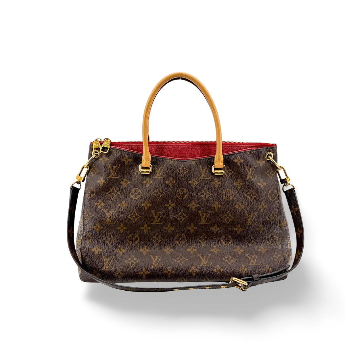 Louis Vuitton Pallas Monogram Canvas With Leather Brown Canvas Tote Bag Bag (Pre-Owned)
