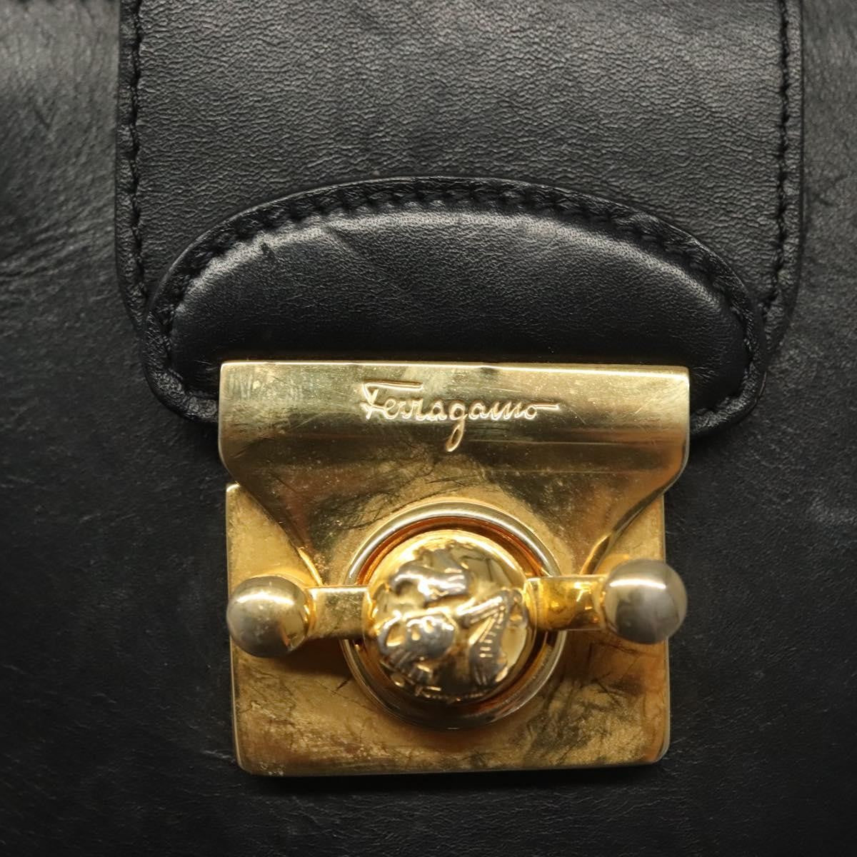 Salvatore Ferragamo Vintage Leather Black Leather Handbag (Pre-Owned)