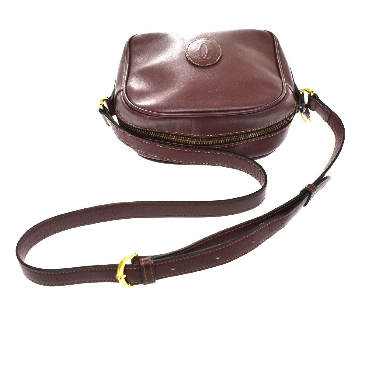 Cartier Must De Cartier Leather Red Leather Shoulder Bag Bag (Pre-Owned)