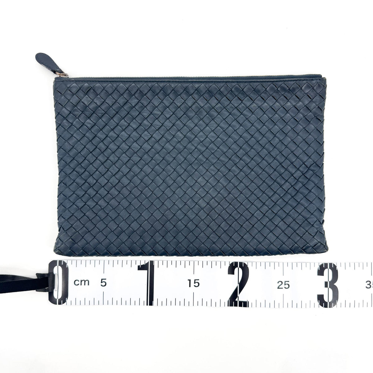 Bottega Veneta Zip Pouch Intrecciato Nappa Navy Leather Clutche & Pouche Bag (Pre-Owned)