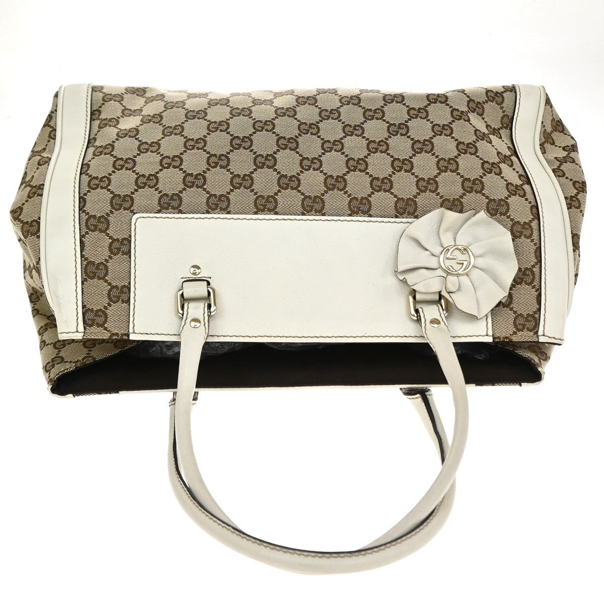 Gucci Trophy Gg Canvas With Leather Brown Canvas Tote Bag Bag (Pre-Owned)