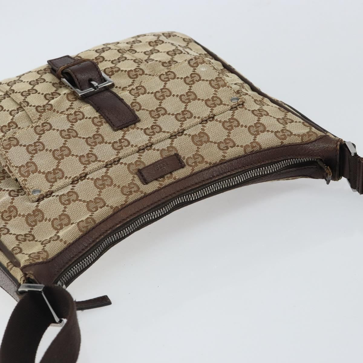 Gucci Vintage Gg Canvas And Leather Beige Canvas Shoulder Bag Bag (Pre-Owned)