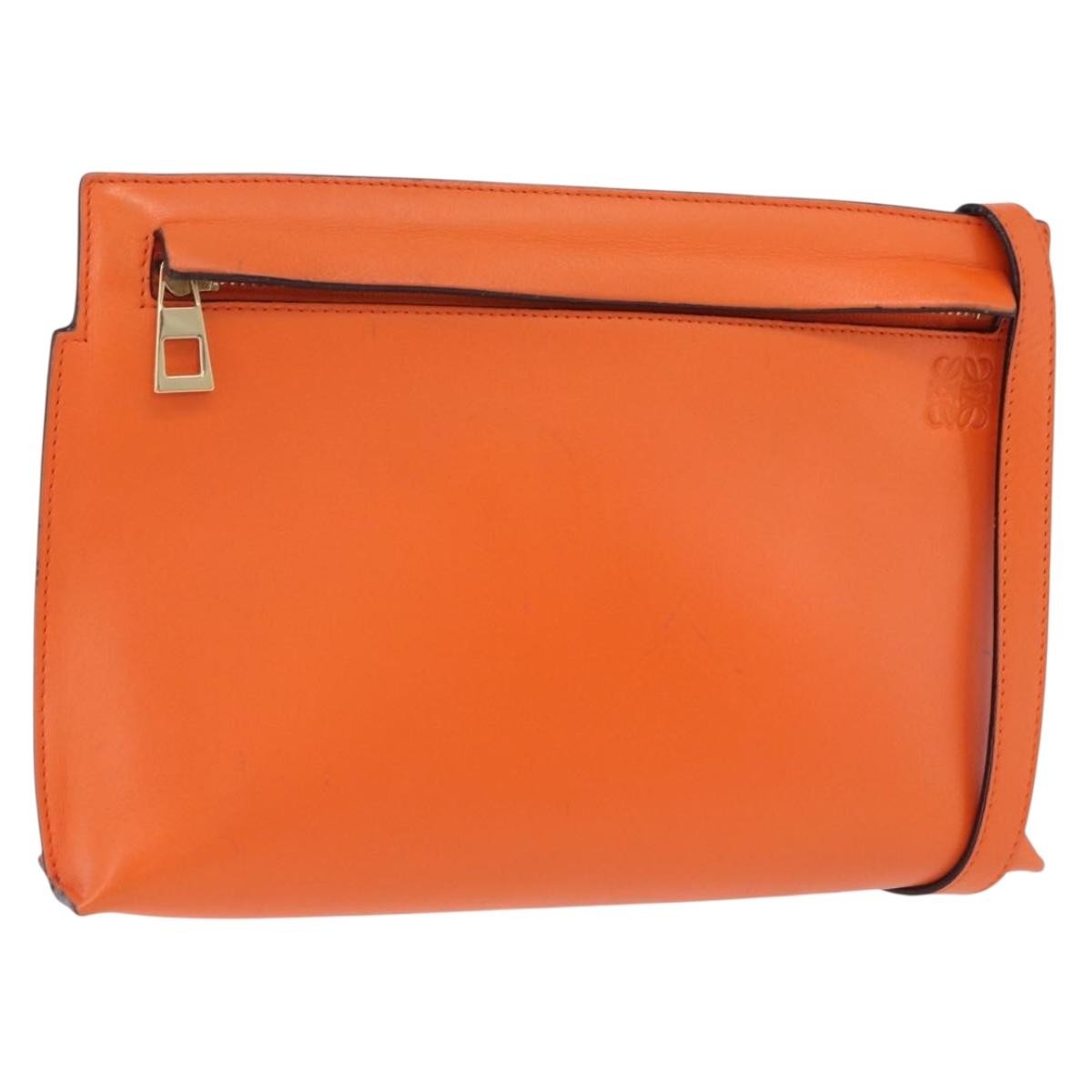 Loewe T Messenger Leather Orange Leather Crossbody Bag Bag (Pre-Owned)