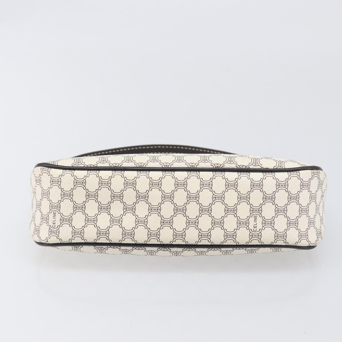 Celine Triomphe Macadam Zip Shoulder Bag Canvas White Pvc Clutche & Pouche Bag (Pre-Owned)