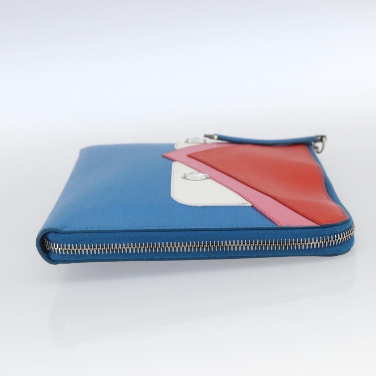 Fendi Monster Clutch Leather Blue Leather Clutche & Pouche Bag (Pre-Owned)