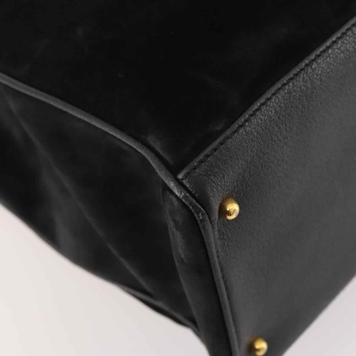 Gucci Bamboo Suede Black Suede Tote Bag Bag (Pre-Owned)