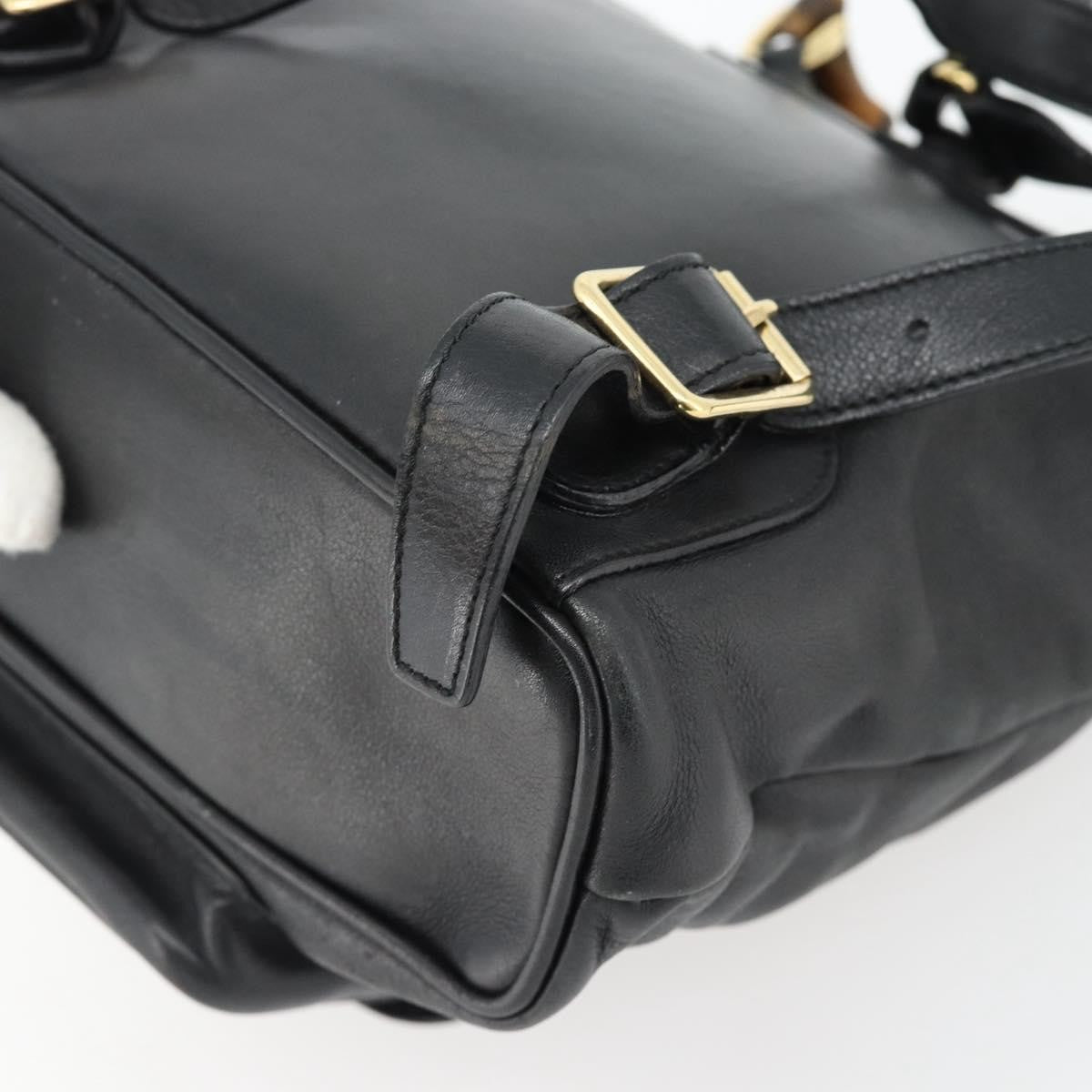 Gucci Vintage Bamboo Leather Black Leather Backpack Bag (Pre-Owned)