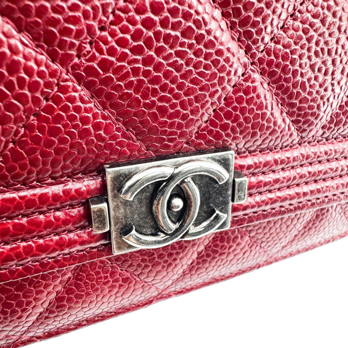 Chanel Boy Wallet On Short Chain Quilted Lambskin Burgundy Leather Crossbody Bag Bag (Pre-Owned)