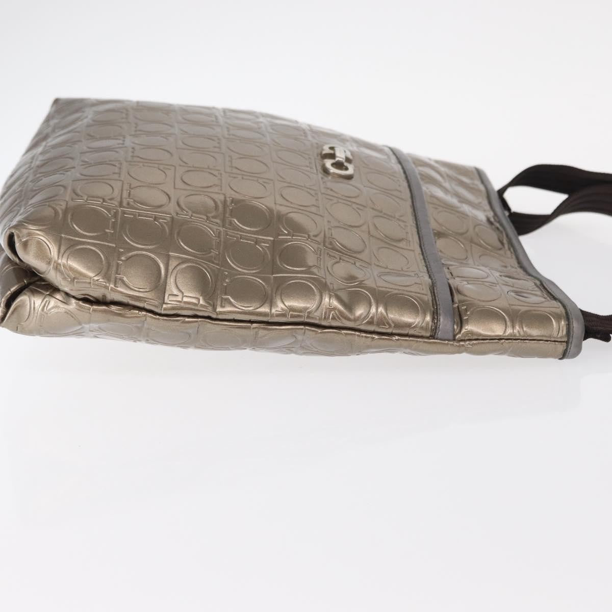 Salvatore Ferragamo Gancini Patent Leather Gold Patent_Leather Shoulder Bag Bag (Pre-Owned)