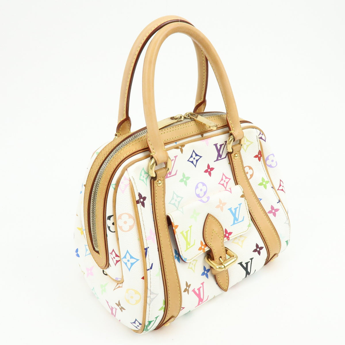 Louis Vuitton Priscilla Monogram Multicolor White Canvas Handbag (Pre-Owned)