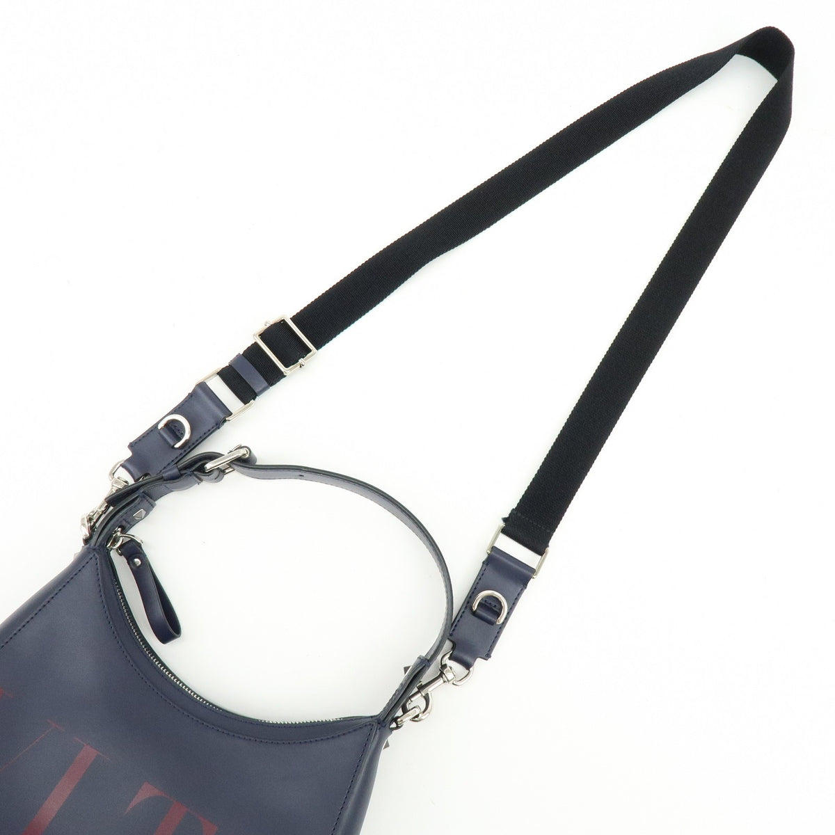 Valentino Garavani Vltn Hobo Printed Leather Navy Leather Shoulder Bag Bag (Pre-Owned)