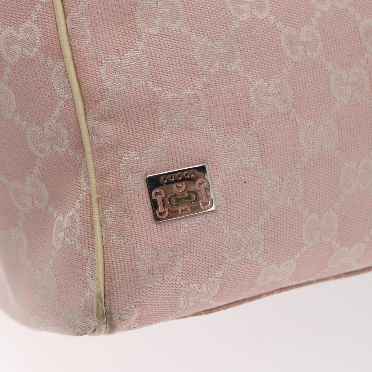 Gucci Web Handle Buckle Tote Gg Canvas And Leather Pink Canvas Tote Bag Bag (Pre-Owned)