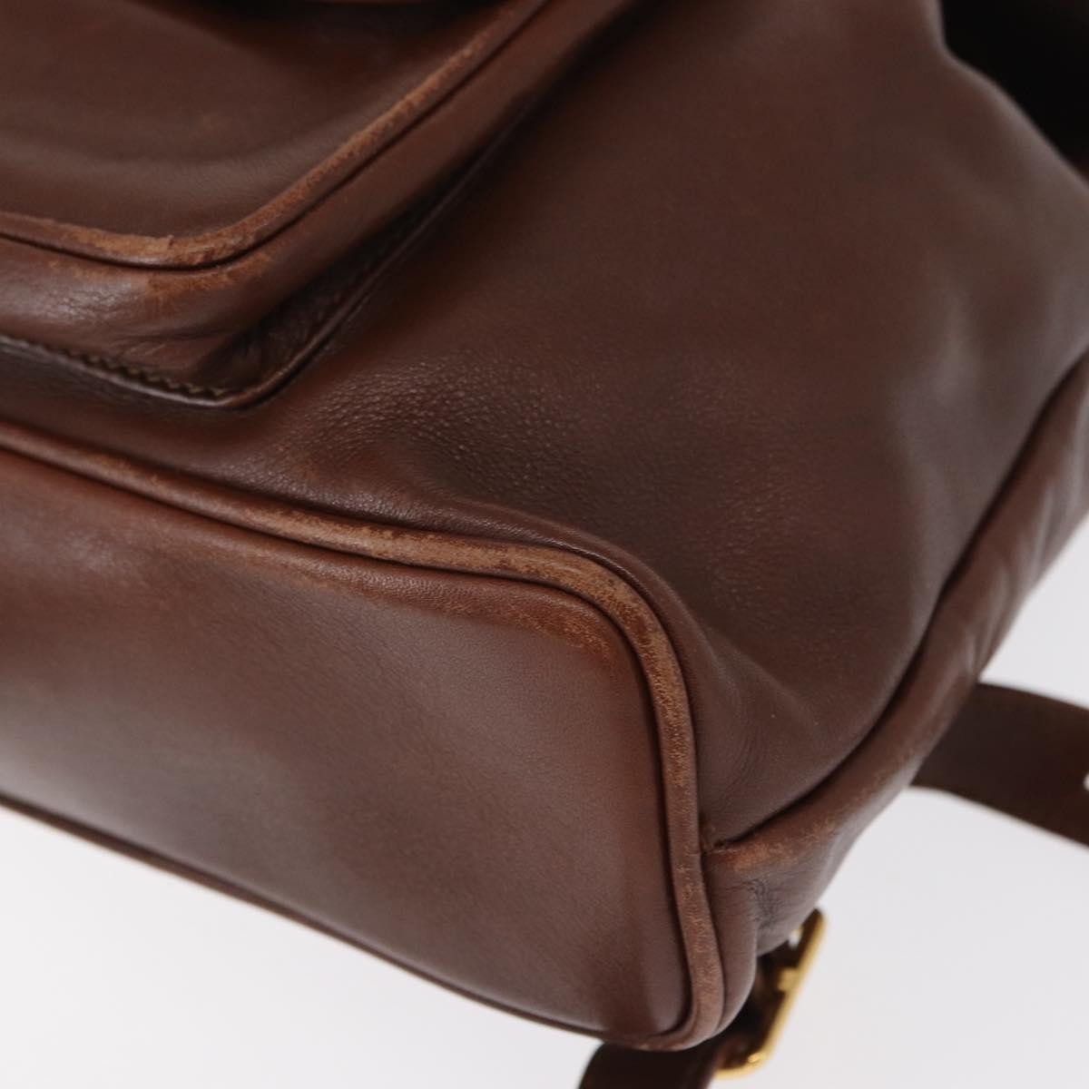 Gucci Vintage Bamboo Leather Brown Leather Backpack Bag (Pre-Owned)