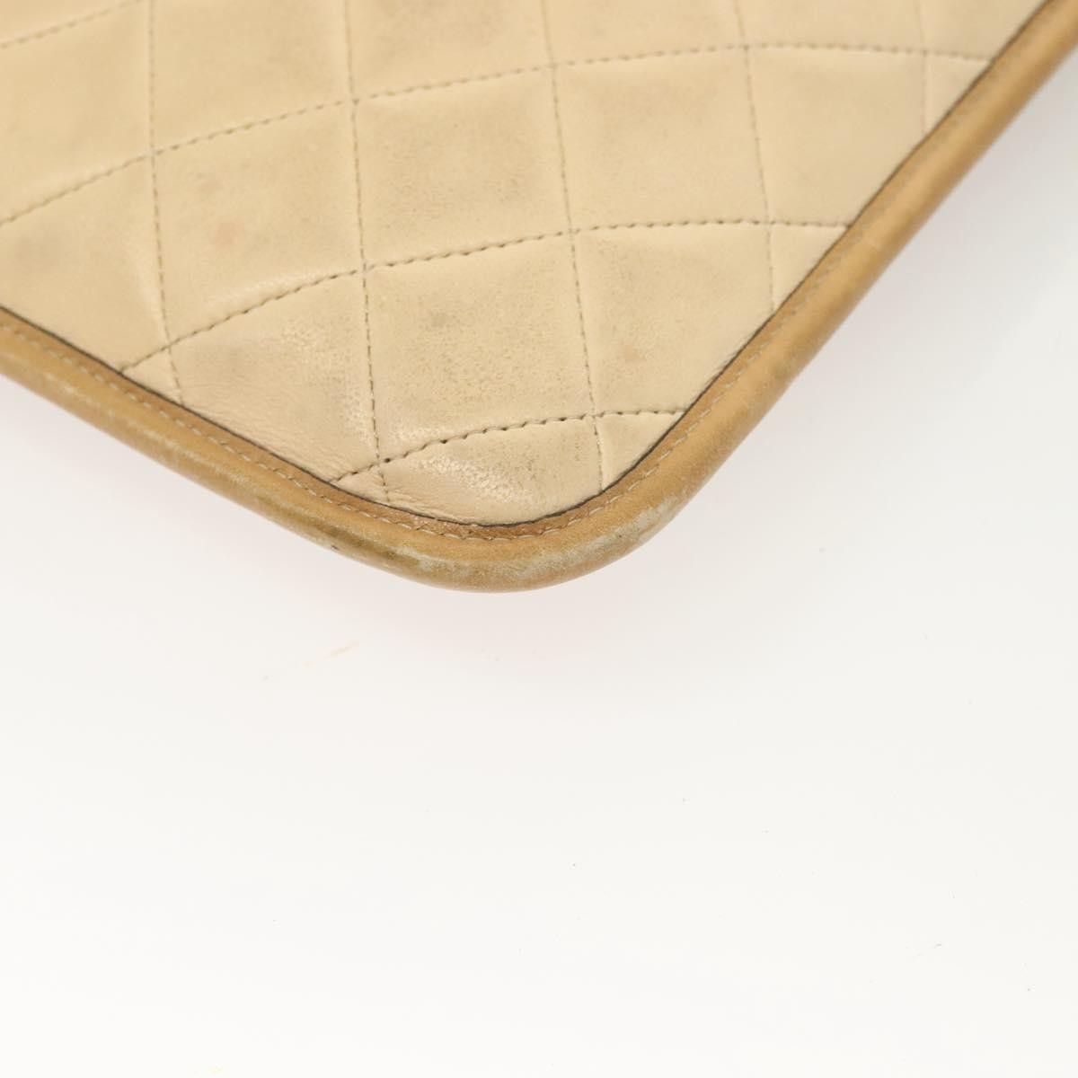 Chanel Chain Handle Leather Beige Leather Tote Bag Bag (Pre-Owned)