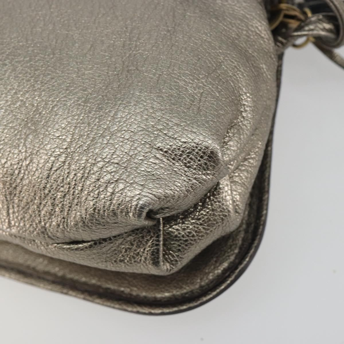 Salvatore Ferragamo Gancini Leather Silver Leather Shoulder Bag Bag (Pre-Owned)