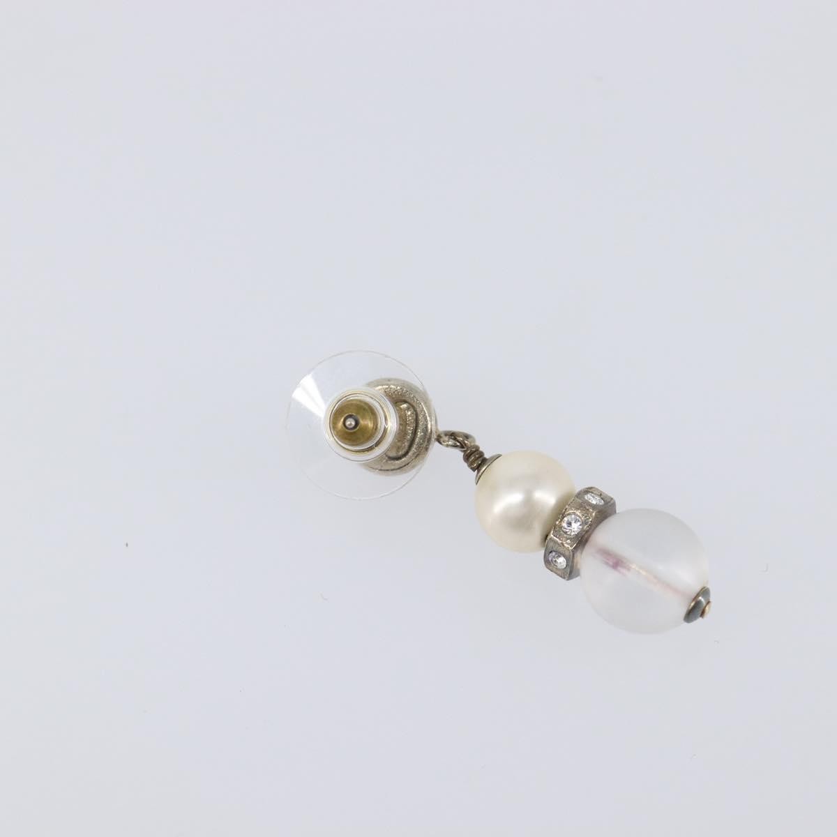 Chanel Cc Pearl Drop Faux Pearl And Metal Silver Metal Earrings Jewelry (Pre-Owned)
