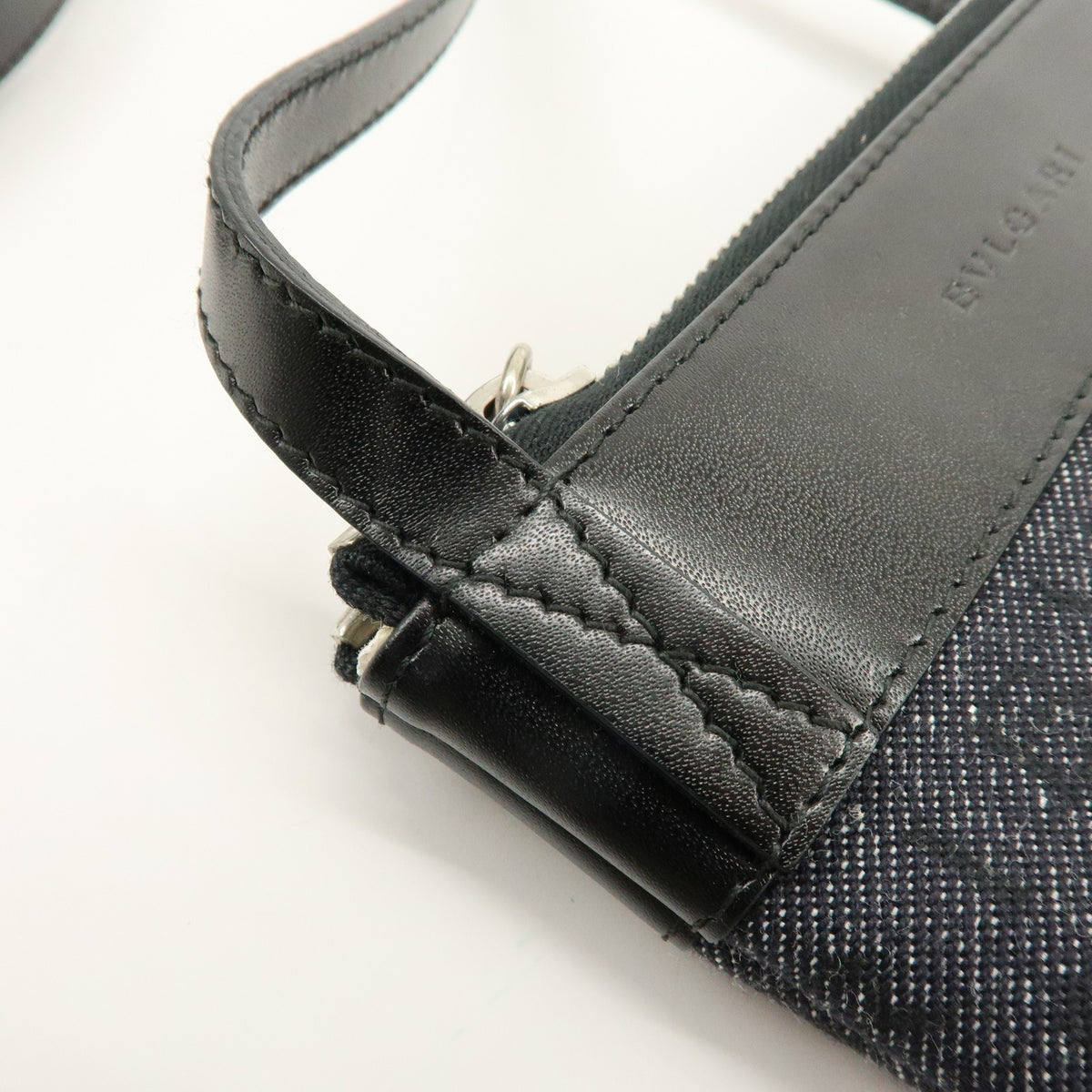 Bvlgari Logomania Canvas With Leather Black Denim_Jeans Shoulder Bag Bag (Pre-Owned)
