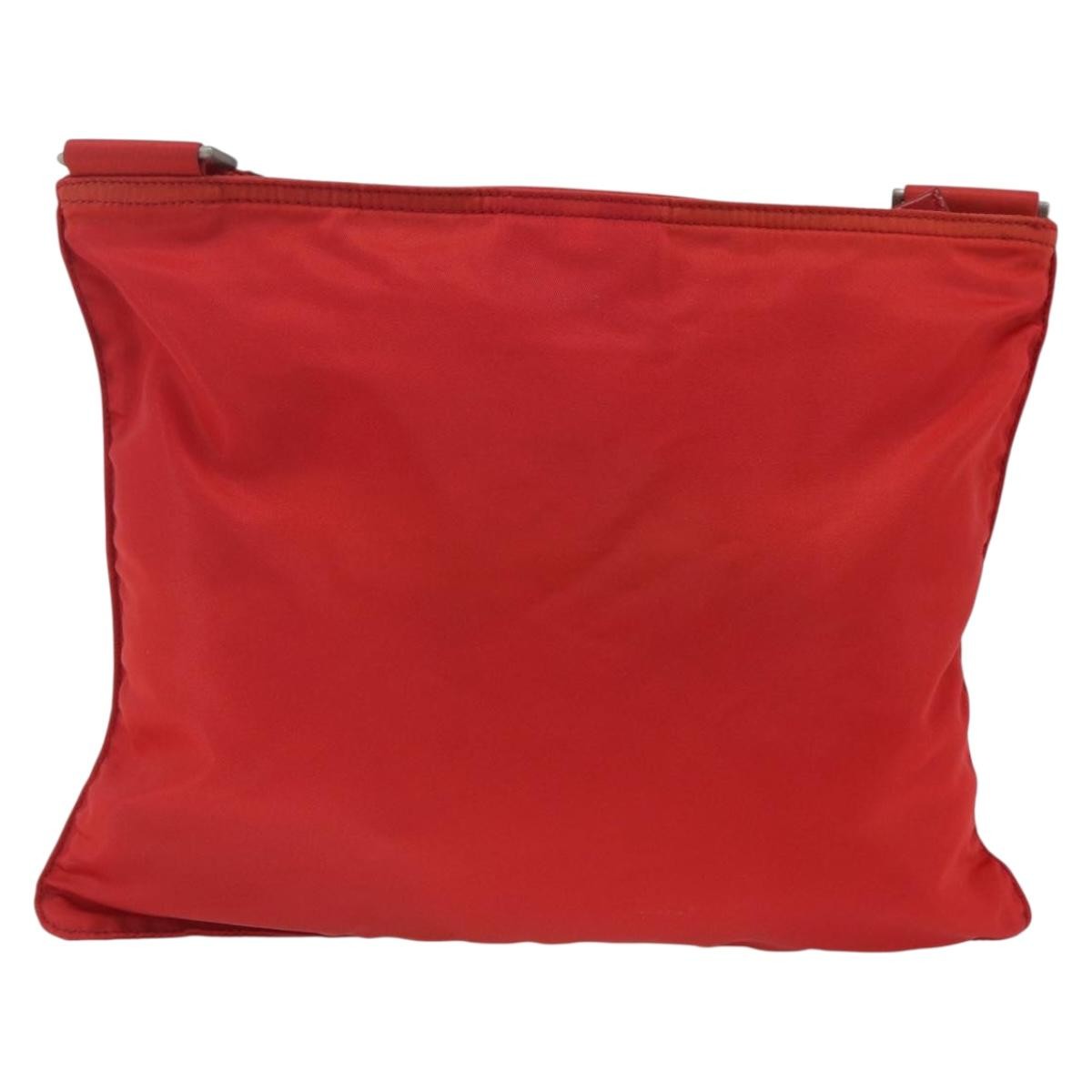 Prada Zip Top Messenger Tessuto Red Nylon Shoulder Bag Bag (Pre-Owned)