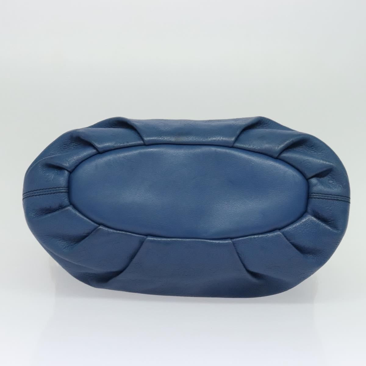 MCM Visetos Logogramme Leather Blue Leather Handbag (Pre-Owned)