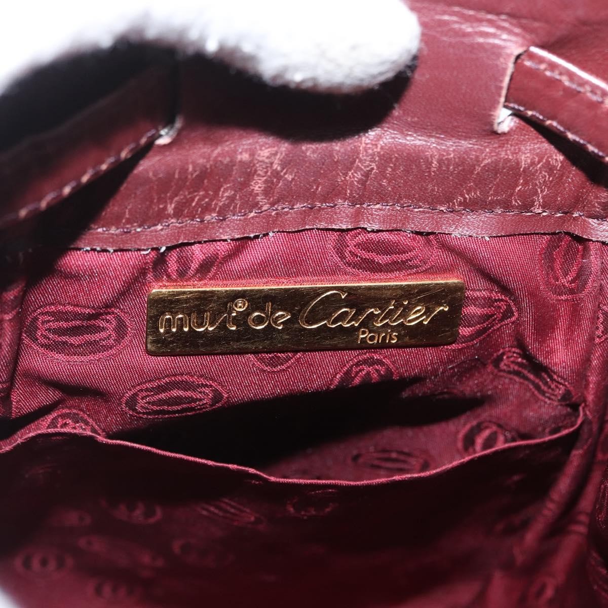 Cartier Must De Cartier Leather Burgundy Leather Shoulder Bag Bag (Pre-Owned)
