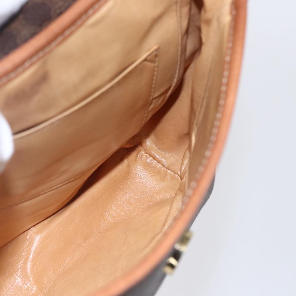 Celine Vintage Macadam Canvas And Leather Brown Canvas Shoulder Bag Bag (Pre-Owned)