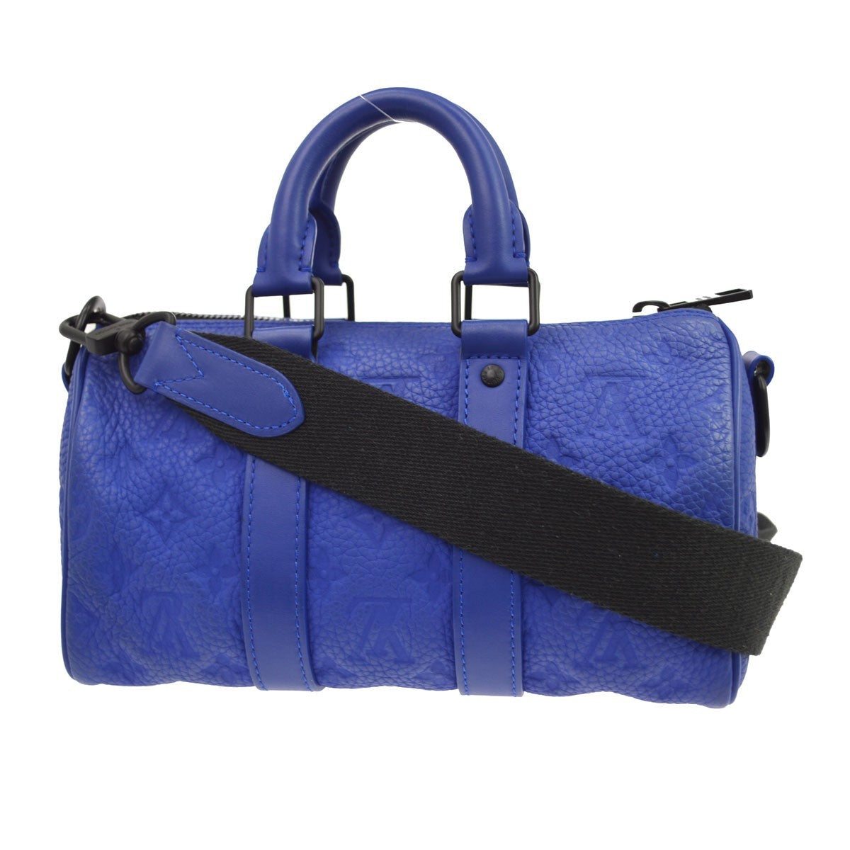 Louis Vuitton Keepall Bandouliere Monogram Taurillon Leather Blue Leather Travel Bag Bag (Pre-Owned)