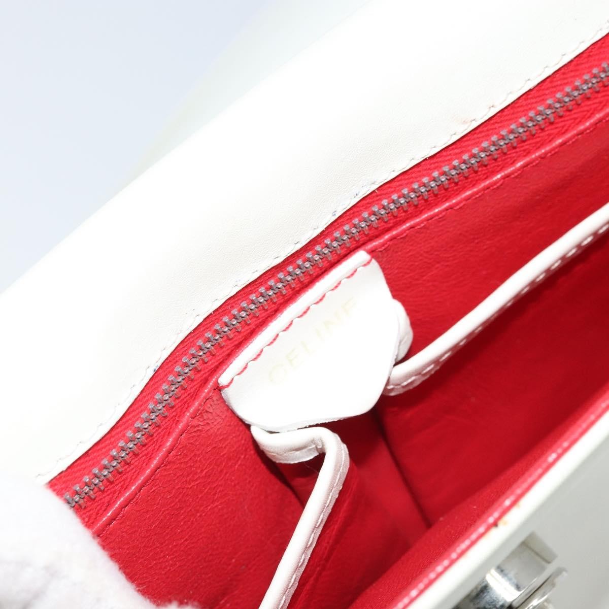 Celine Vintage Leather White Leather Shoulder Bag Bag (Pre-Owned)