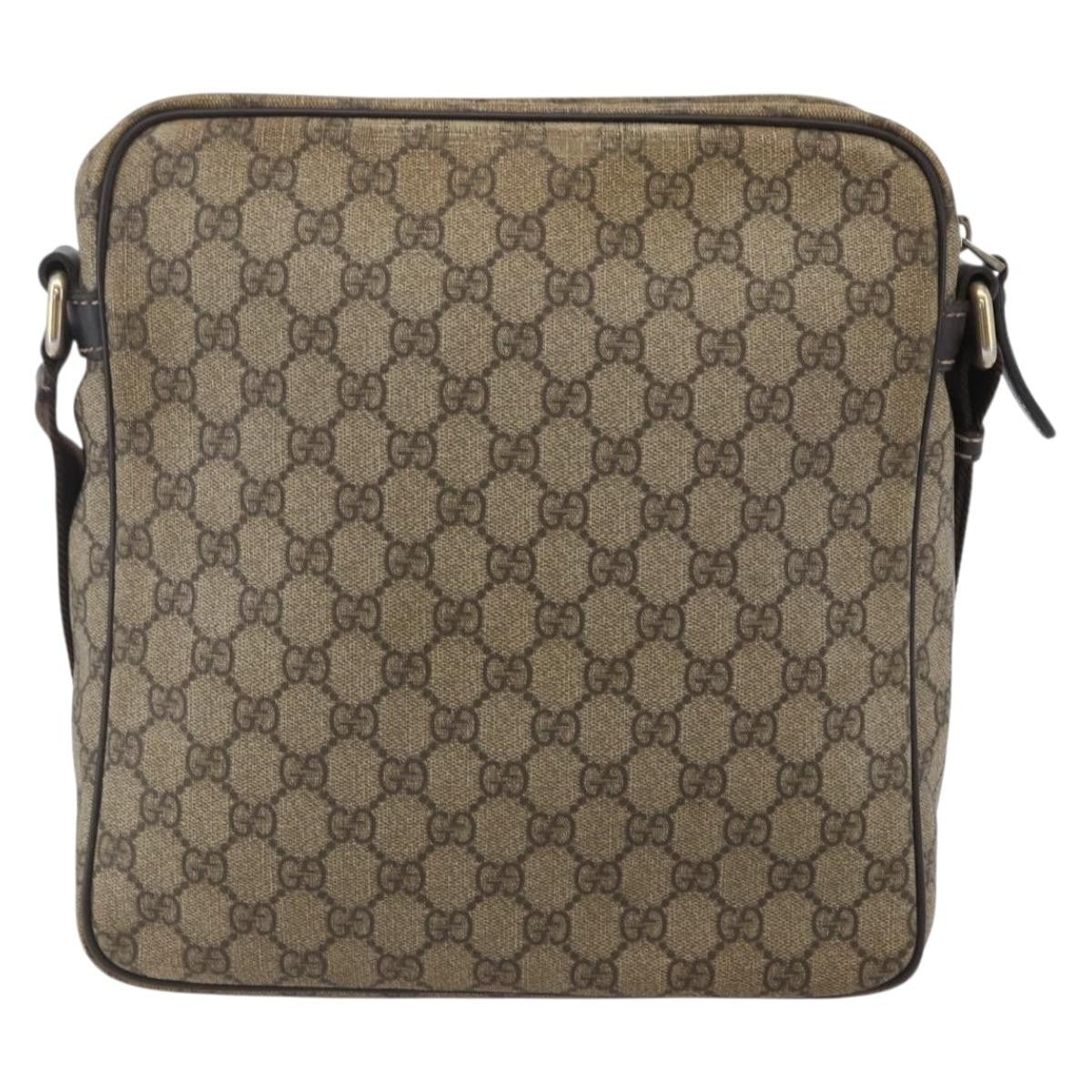 Gucci Front Zip Messenger Gg Coated Canvas Brown Canvas Shoulder Bag Bag (Pre-Owned)