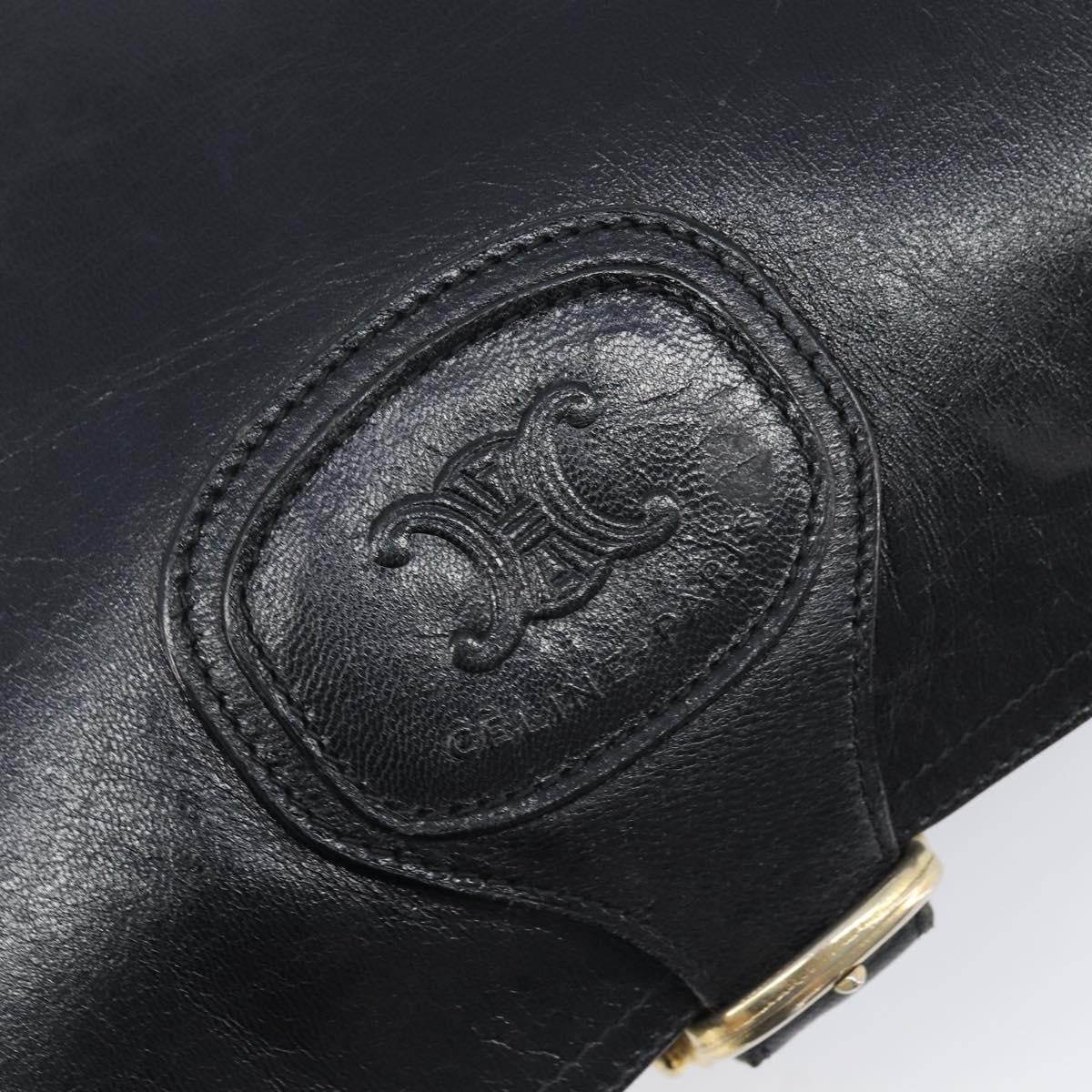 Celine Shoulder Leather Black Leather Shoulder Bag Bag (Pre-Owned)