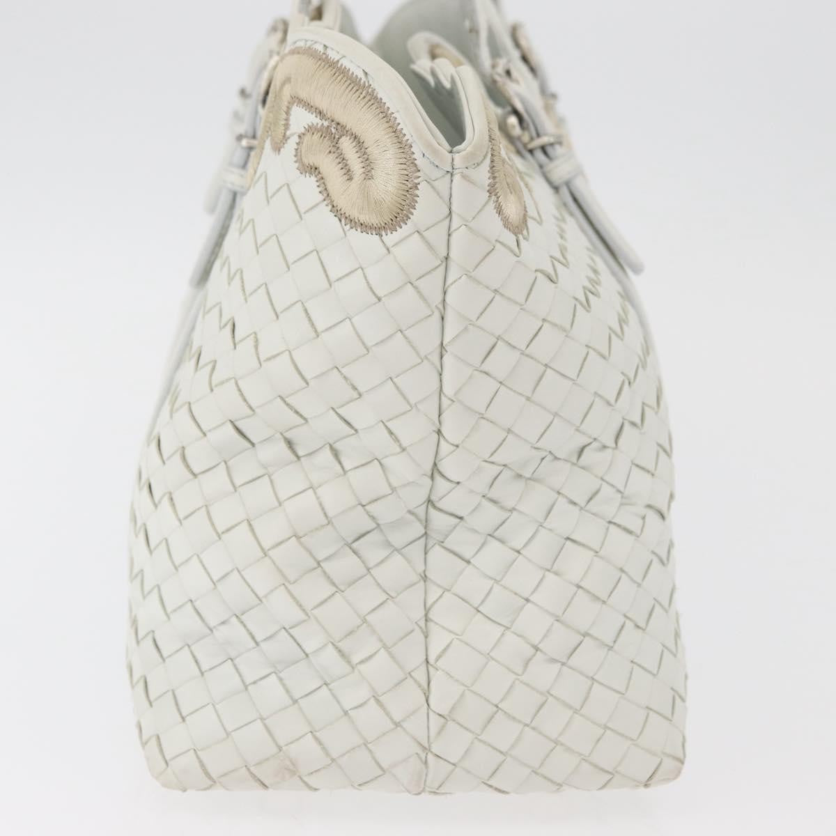Bottega Veneta Belted Cabas Tote Intrecciato Nappa With Stitched Detail White Leather Tote Bag Bag (Pre-Owned)
