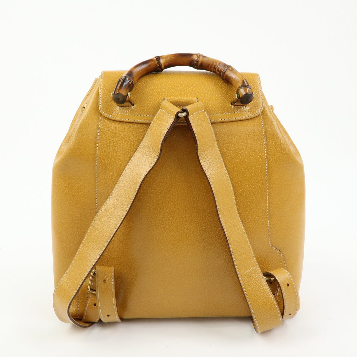 Gucci Vintage Bamboo Leather Yellow Leather Backpack Bag (Pre-Owned)