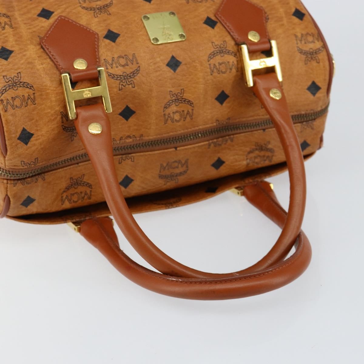 MCM Visetos Logogramme Canvas And Leather Brown Leather Handbag (Pre-Owned)