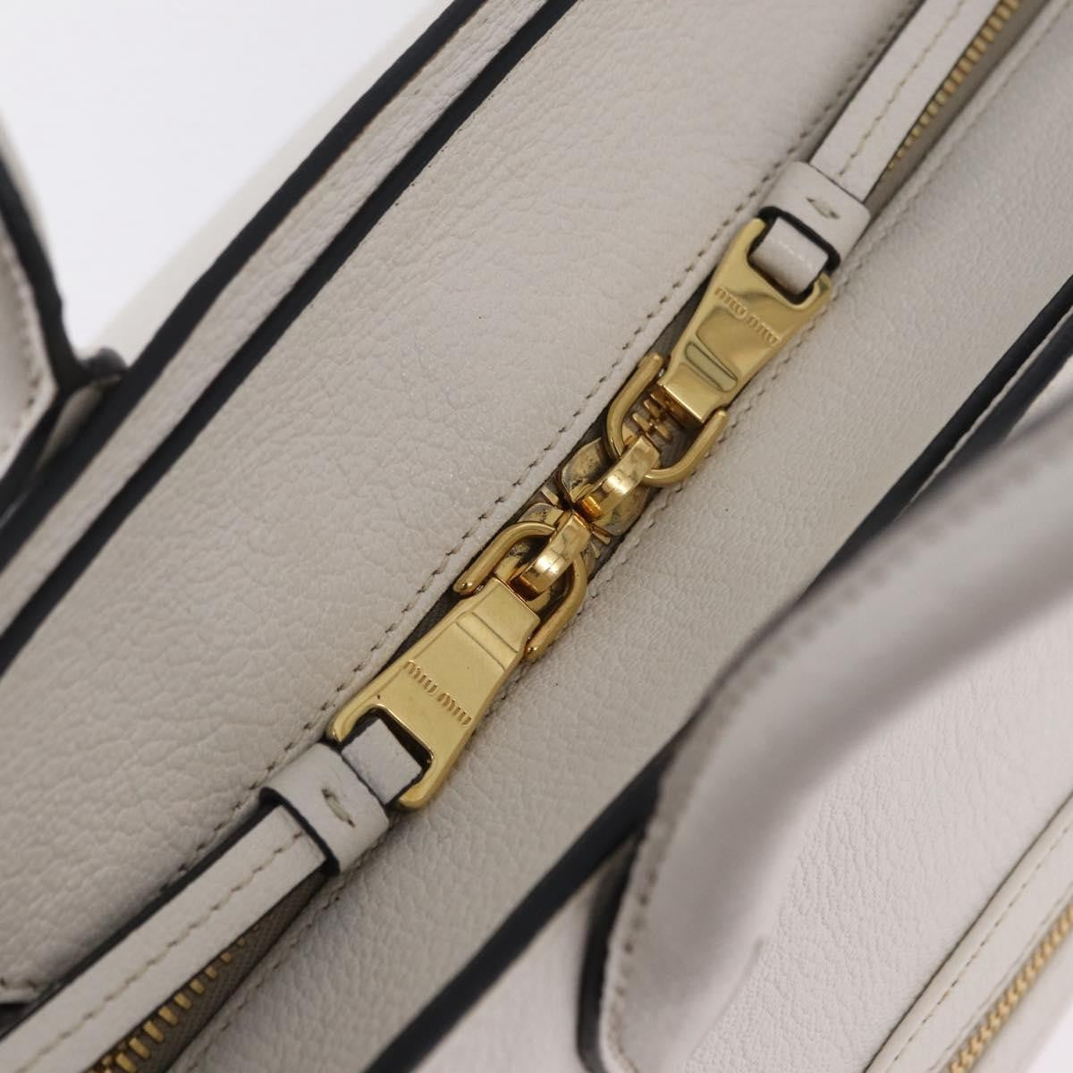 Miu Miu Madras Front Zip Leather White Leather Tote Bag Bag (Pre-Owned)