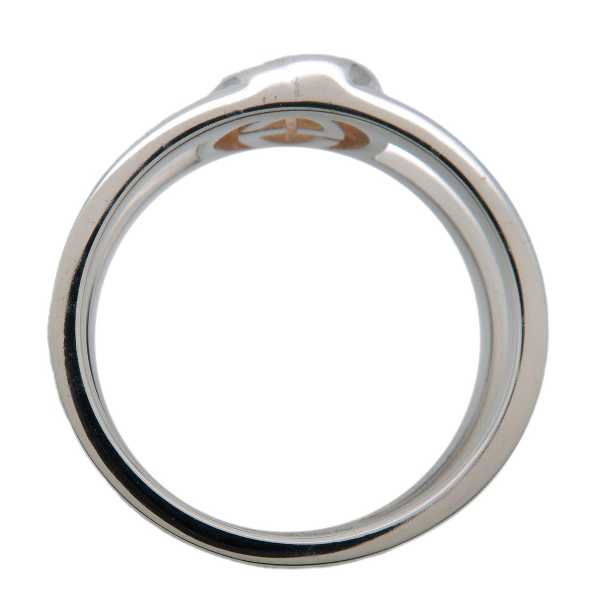 Gucci Interlocking G Flower Band Sterling Silver Silver Silver Ring Jewelry (Pre-Owned)