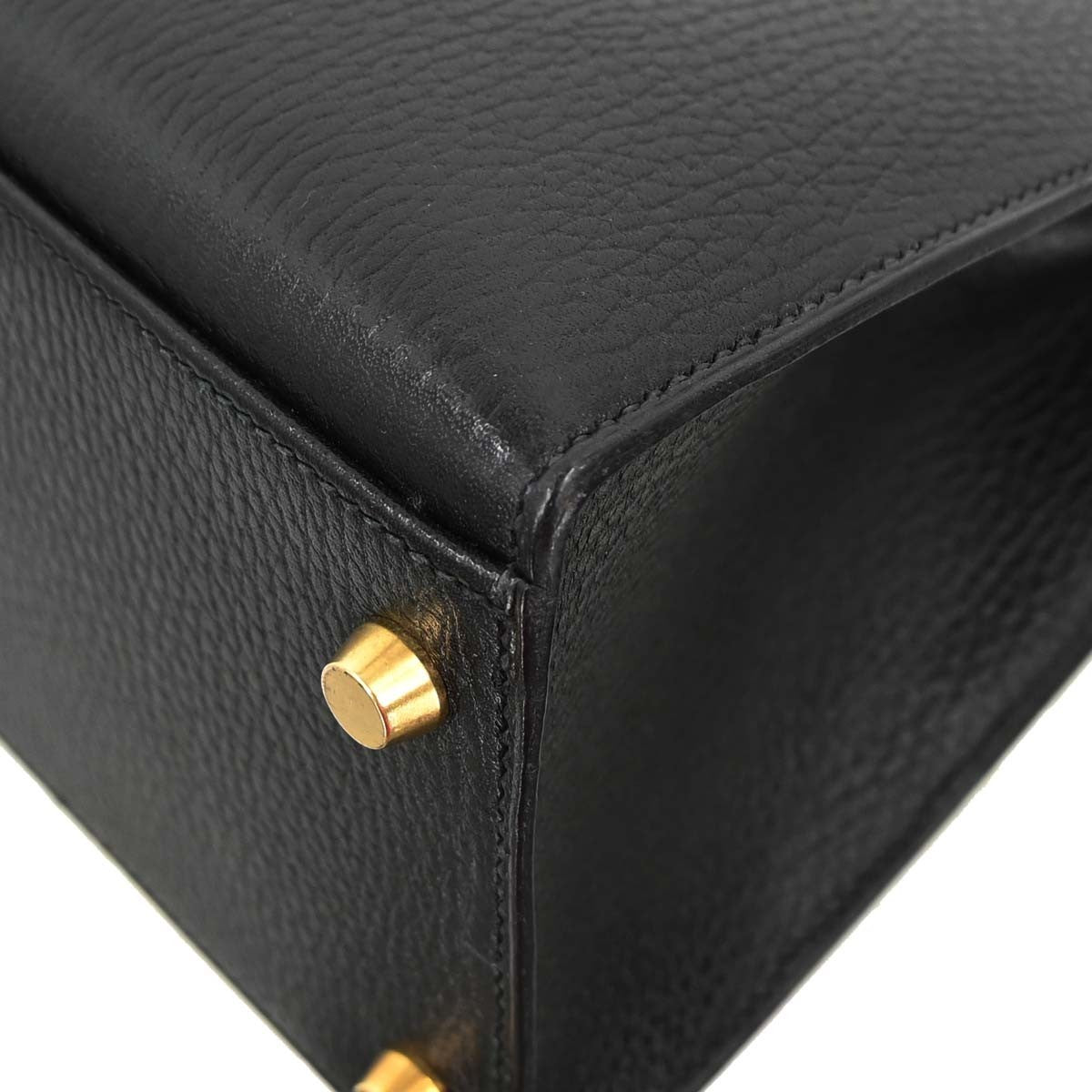 Hermes Kelly Black Ardennes With Gold Hardware Black Leather Handbag (Pre-Owned)