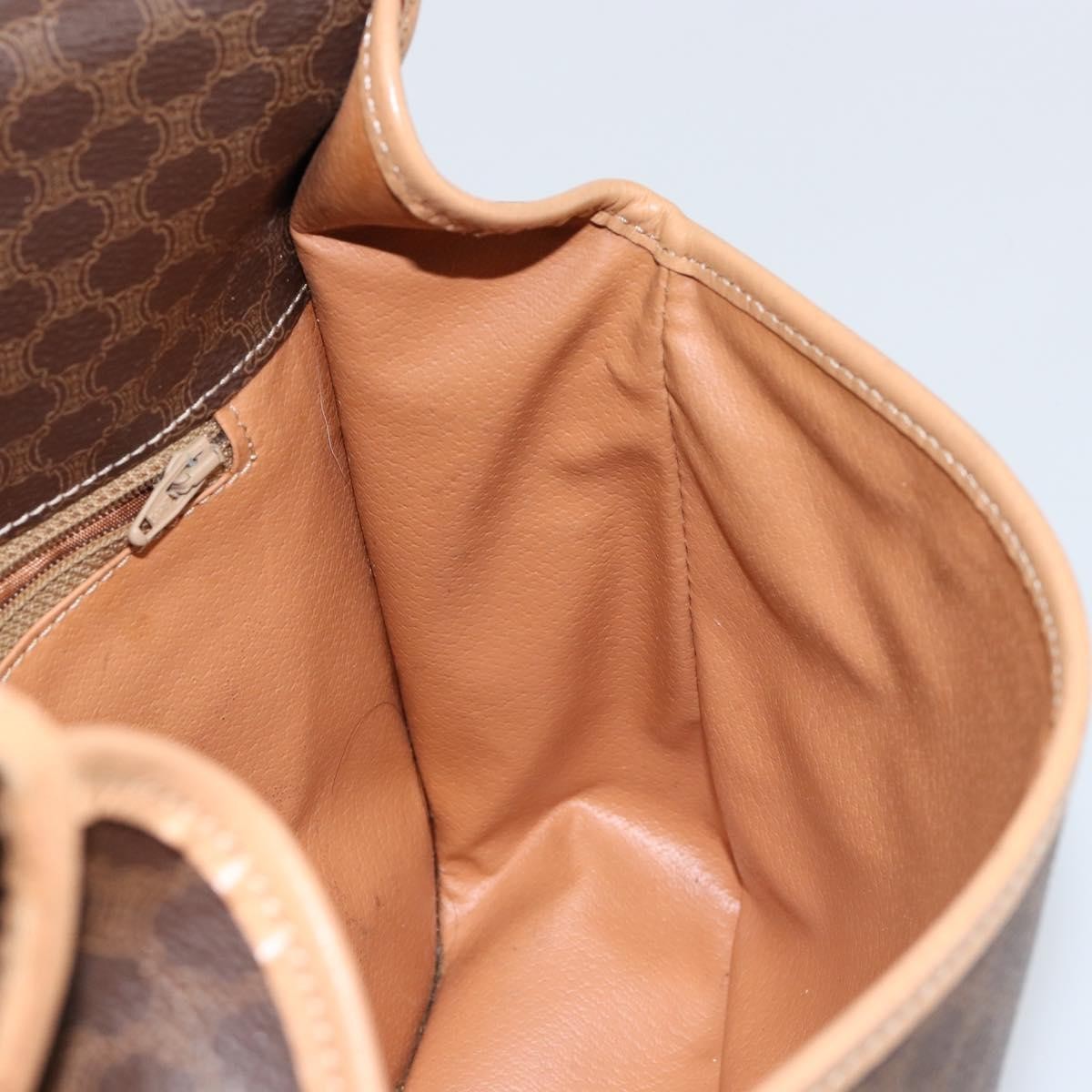 Celine Vintage Macadam Canvas And Leather Brown Canvas Shoulder Bag Bag (Pre-Owned)