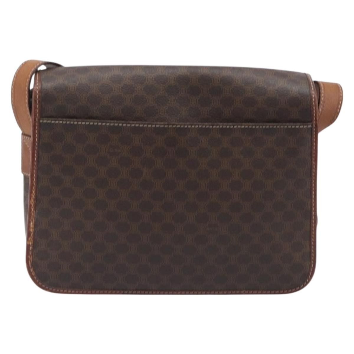 Celine Vintage Macadam Canvas And Leather Brown Canvas Shoulder Bag Bag (Pre-Owned)